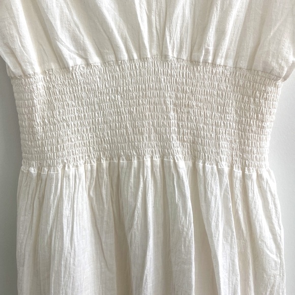 Deluc White Lined Smocked Waist Dress - Picture 4 of 10